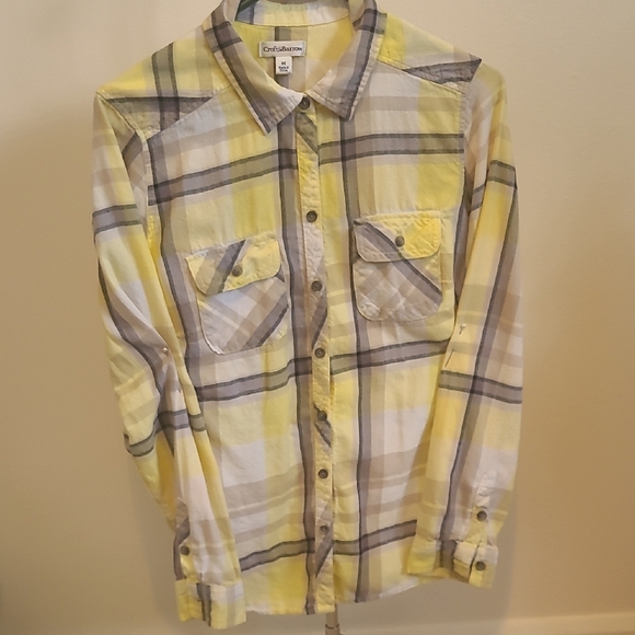 Croft & Barrow Yellow & Grey Plaid Shirt - Picture 1 of 7